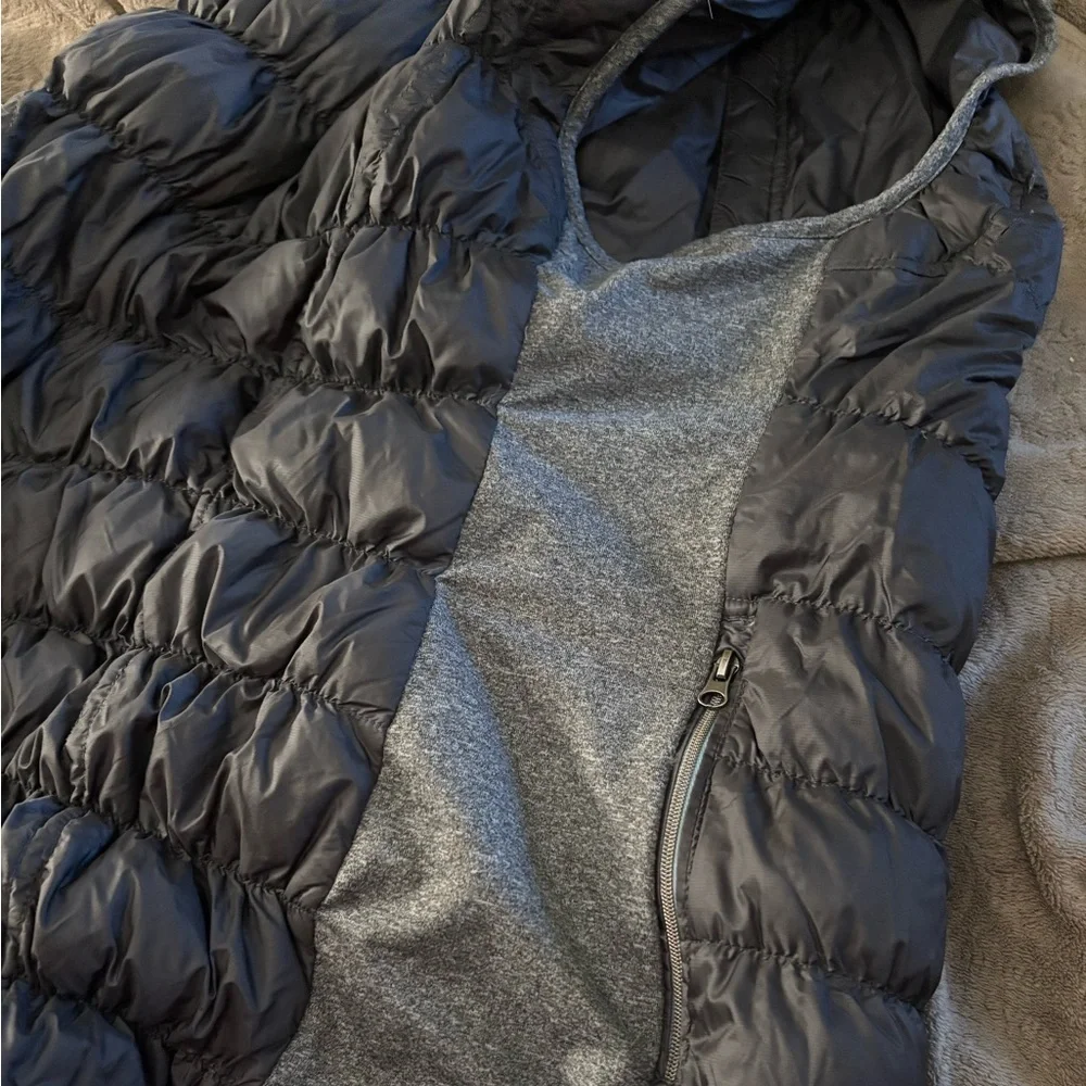 Tangerine Dark Gray and Silver Puffer Vest Full Zip